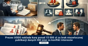 Prezes UODO nakłada karę ponad 15 000 zł za&nbsp;brak niezwłocznej publikacji danych IOD oraz&nbsp;za&nbsp;konflikt interesów