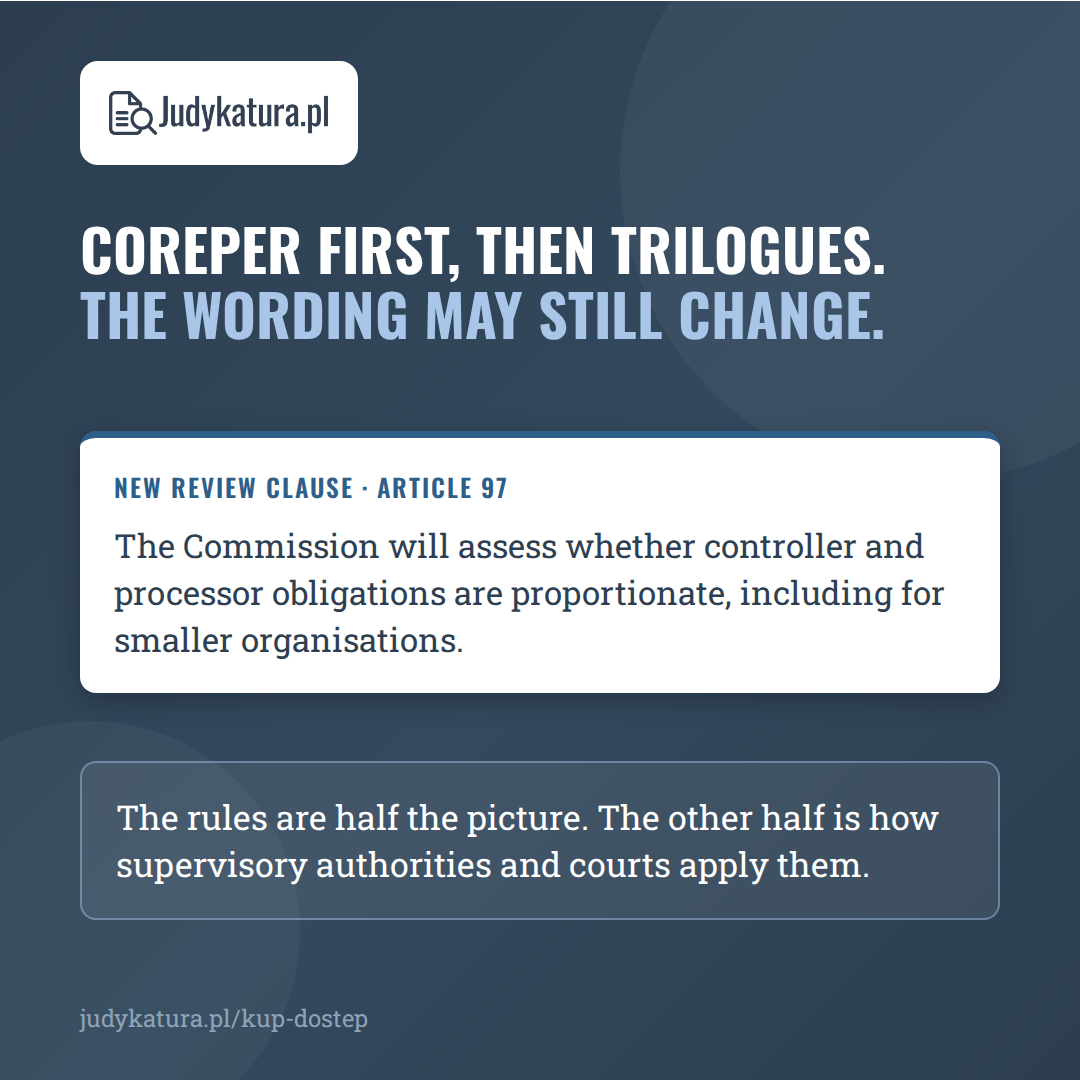 Coreper first, then trilogues; new review clause in Article 97